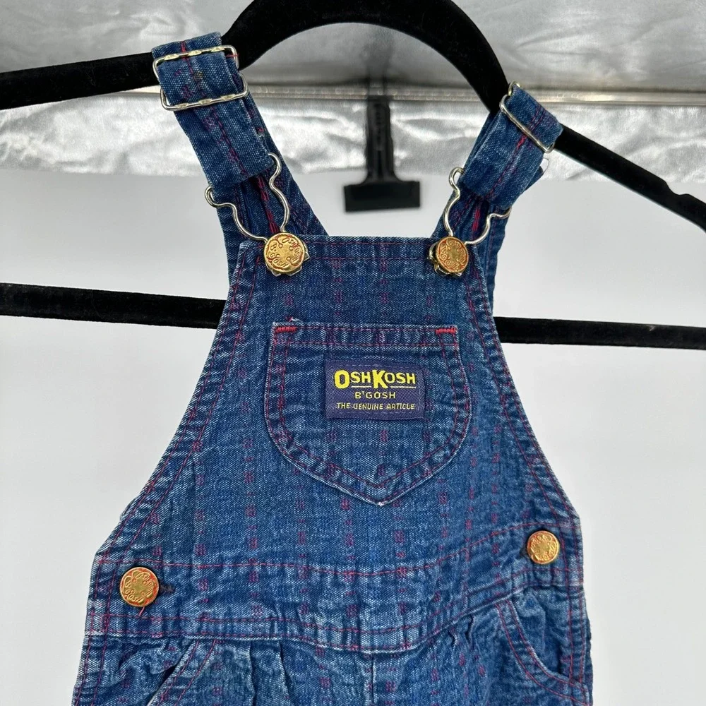 Vintage 90's OshKosh B'gosh Vestback‎ Blue Denim Overalls 12 Month Baby Infant